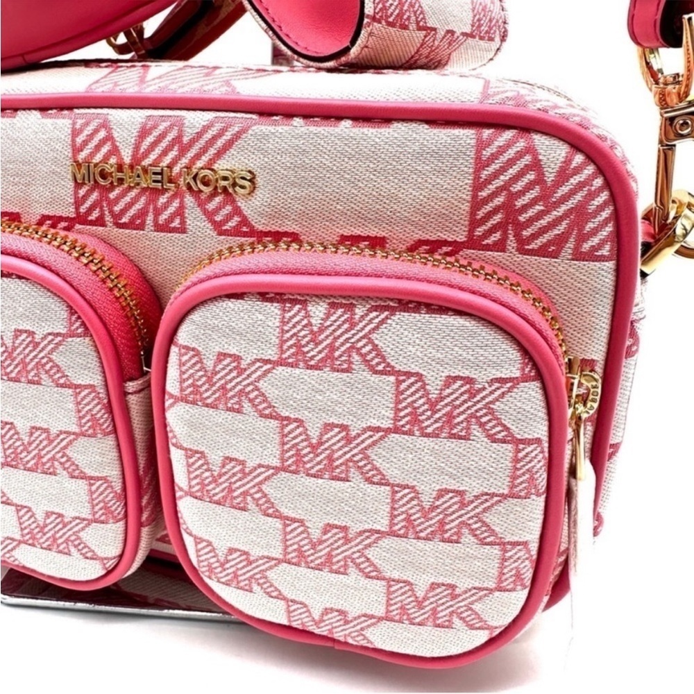 Michael Kors Jet Set Medium Crossbody Bag Tech Accessories Attached Tea Rose - Picture 6 of 13